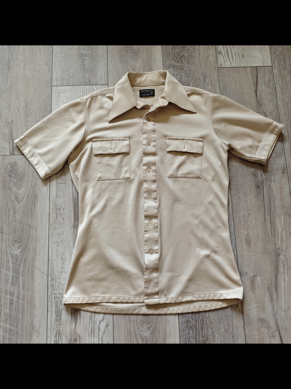 Vintage 70s JCPenney Beige Polyester Safari Leisure Shirt - Size M
